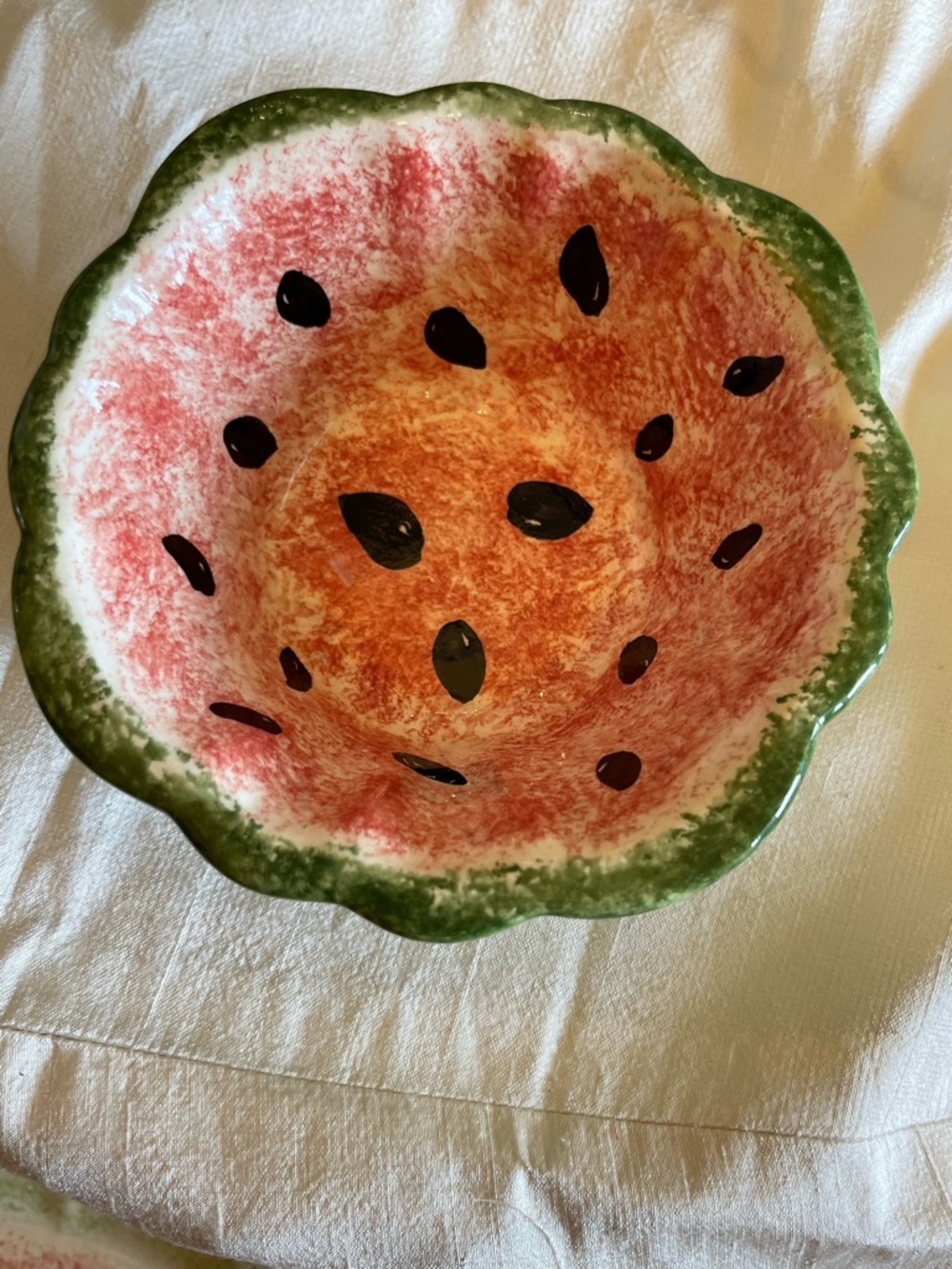 Watermelon Serving Set – Hand Painted Bowl & Plate – Summer Kitchen Decor - Picture 7 of 10